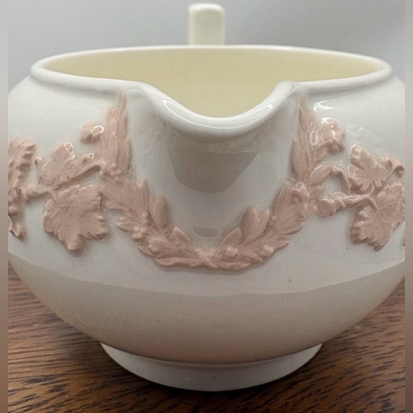 Wedgwood Pink Embossed Queen’s Ware Creamer